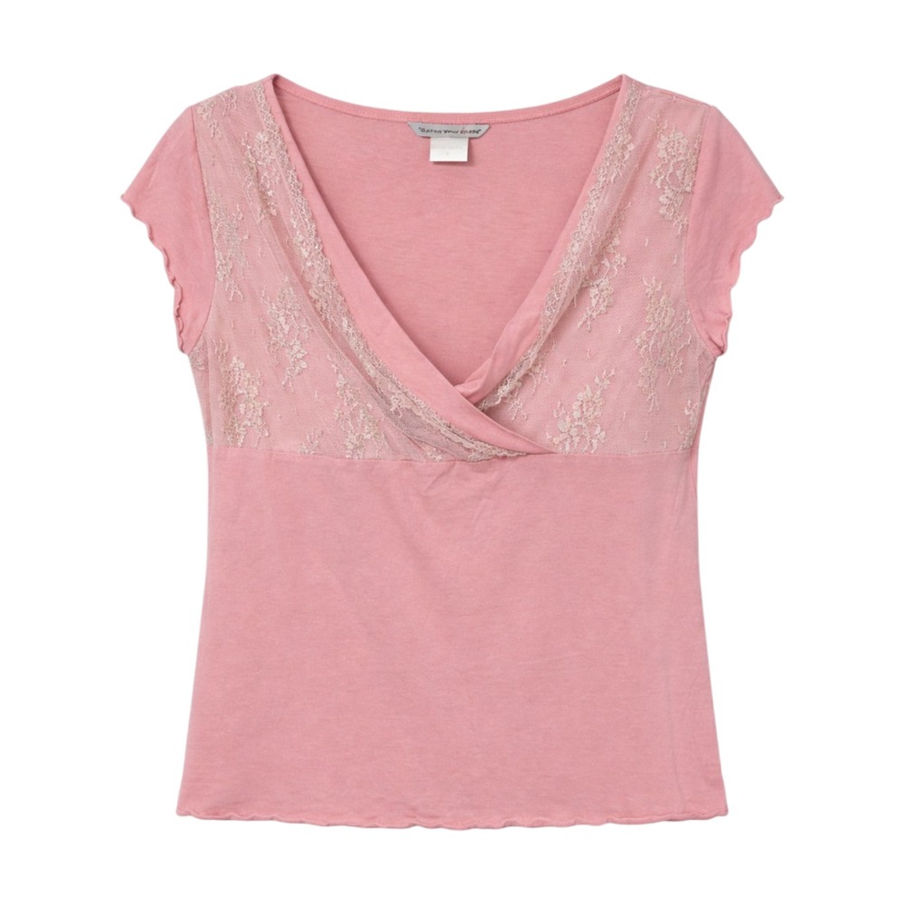 Y2K Coquette Lace Babydoll Top Women Size Large Fairycore Soft Girl Romantic
